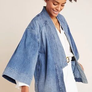 Anthropologie Blue Denim Kimono Jacket